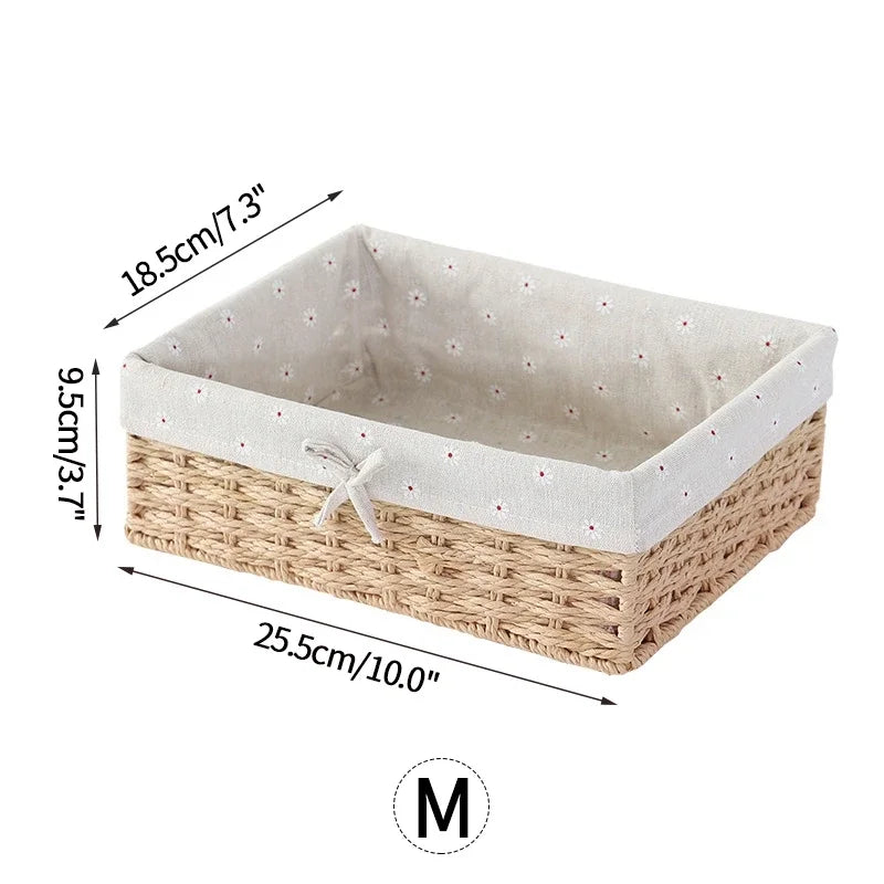 Wicker Baskets Storage Baskets Sundries Organizer with Lid Bathroom Clothes Laundry Basket Household Towel Toys Container Basket