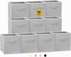 Storage Cubes, 11 Inch Cube Storage Bins for Shelves (10 Pack), Fabric Collapsible Storage Bins with Dual Handles, Foldable Cube Baskets for Clothes, Closet Organizers and Storage Box (Grey)