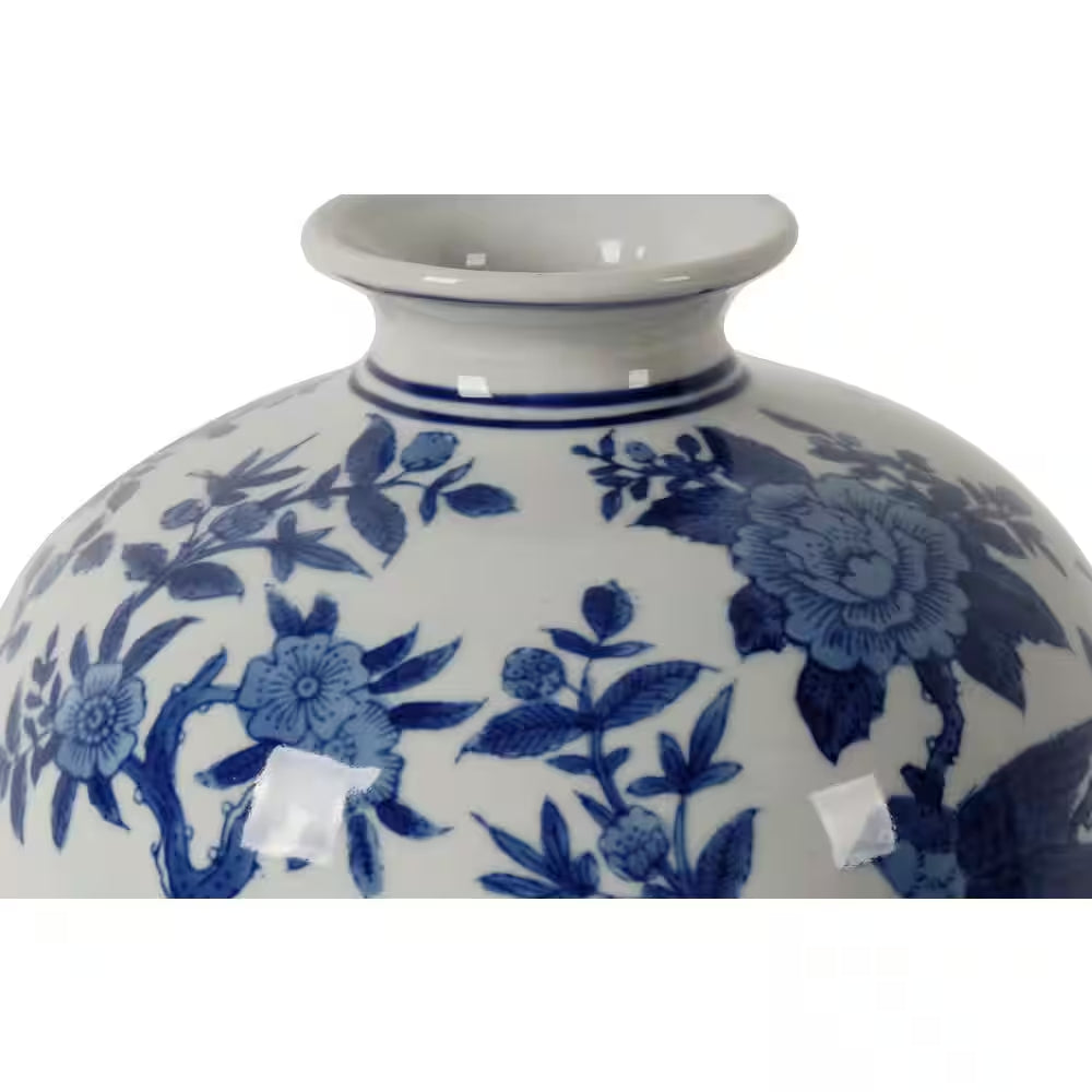 Ren 7 In. X 13 In. Blue and White Decorative Vase