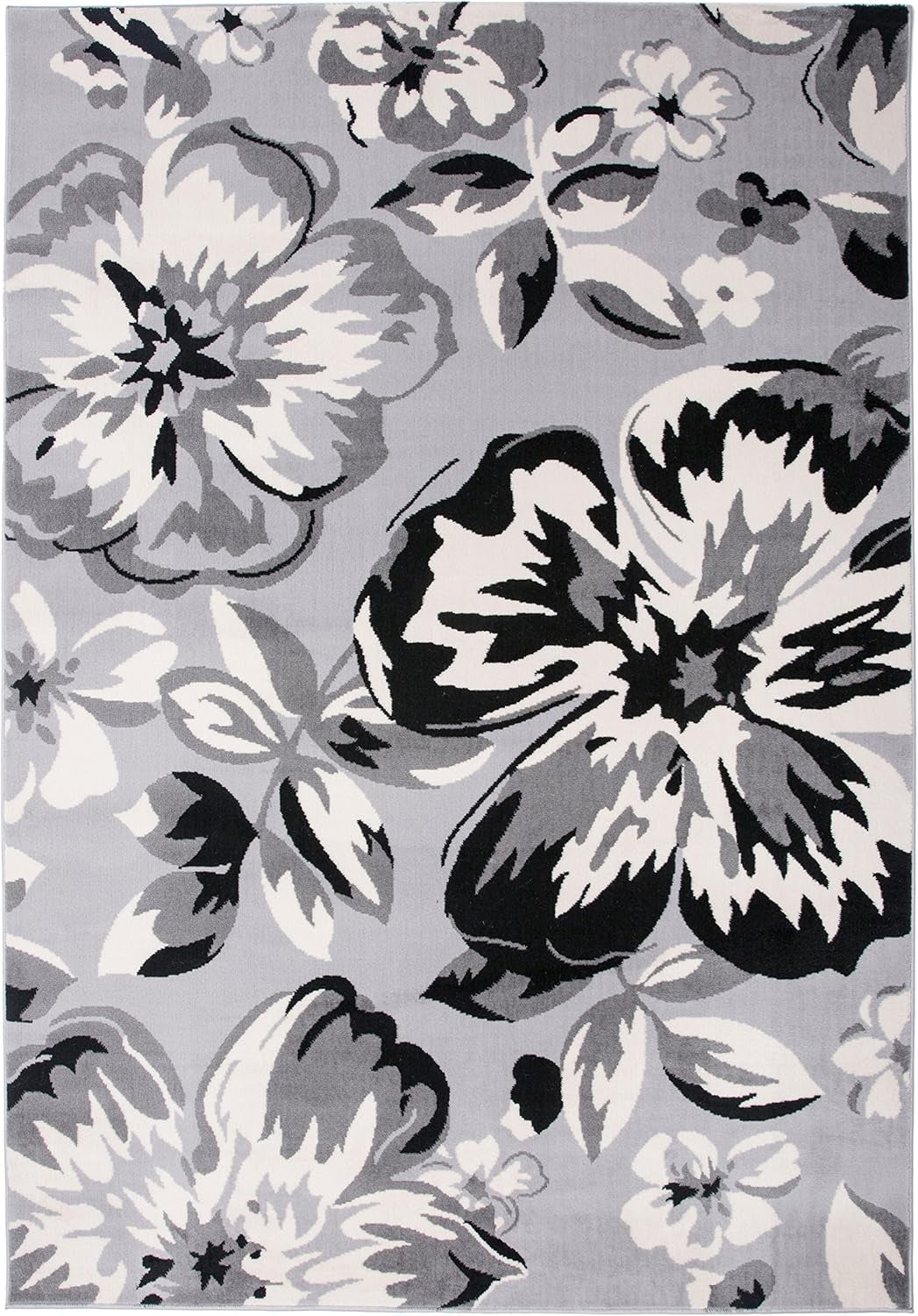 Modern Floral Area Rugs 9' X 12' Gray