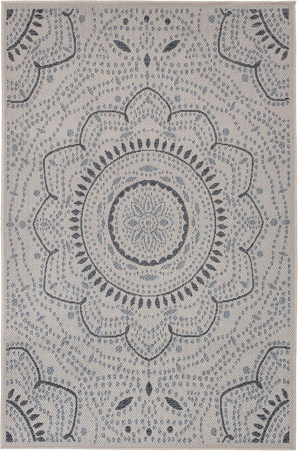 Medallion Easy Cleaning for Patio/ Deck Rugs,Balcony Rugs Indoor/Outdoor Area Rug 5' X 7' Cream