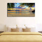 Tropic Beach Sunset Canvas Art - Large Palm Tree Ocean Landscape 29" X 58