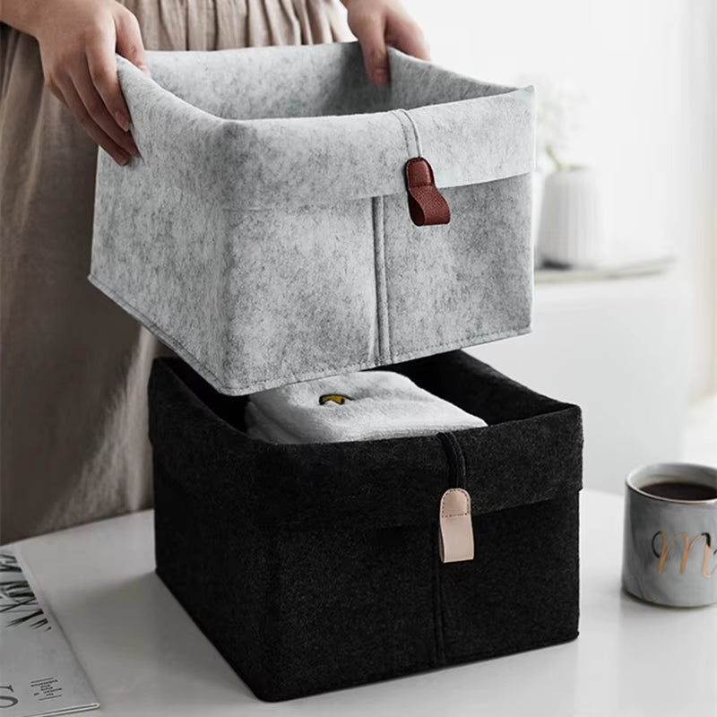 Various Clothes Felt Storage Baskets for Home Bathroom Office Toy Underwear Laundry Bucket Sundries Box for Dormitory