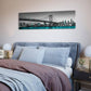 Philadelphia Skyline City Canvas Wall Art Decor Framed 14"X48" Black and White Aqua Green Teal Panorama Cityscape Pictures Artwork Painting Poster for Bedroom Office Decoration Stretch