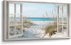 Window Beach Framed Wall Art Canvas Large Tropical Coastal Sea Landscape 48"X24"