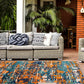 Contemporary Distressed Abstract Indoor/Outdoor Area Rug 5' X 7' Multi