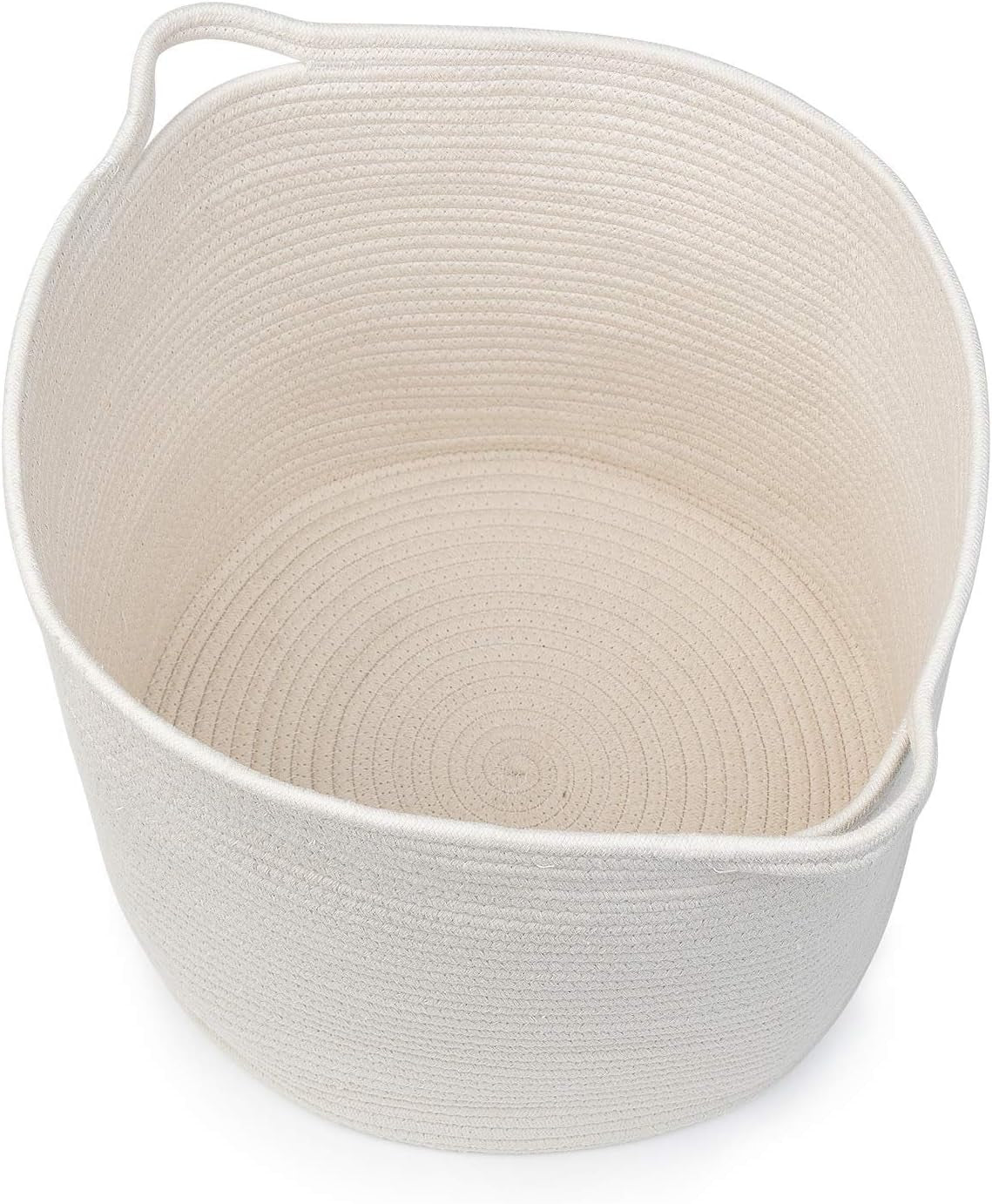 Rope Baskets 17"X17"X15" Large Storage Baskets,Woven Nursery Bins,Cotton Baskets,,White Basket,Blanket Storage Baskets,Off White