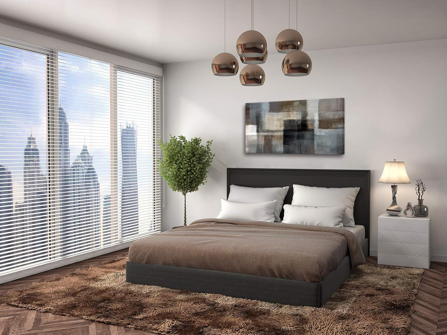 A62450 Canvas Prints Abstract Wall Art Print Paintings Grey and Brown Home Decor Framed Ready to Hang for Living Room Bedroom and Office Home Kitchen Artwork