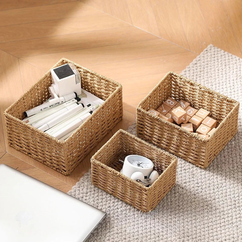3Pcs/Set Wicker Baskets for Organising Pack of Nesting Storage Baskets for Shelves Wicker Storage Baskets for Bathroom Shelf