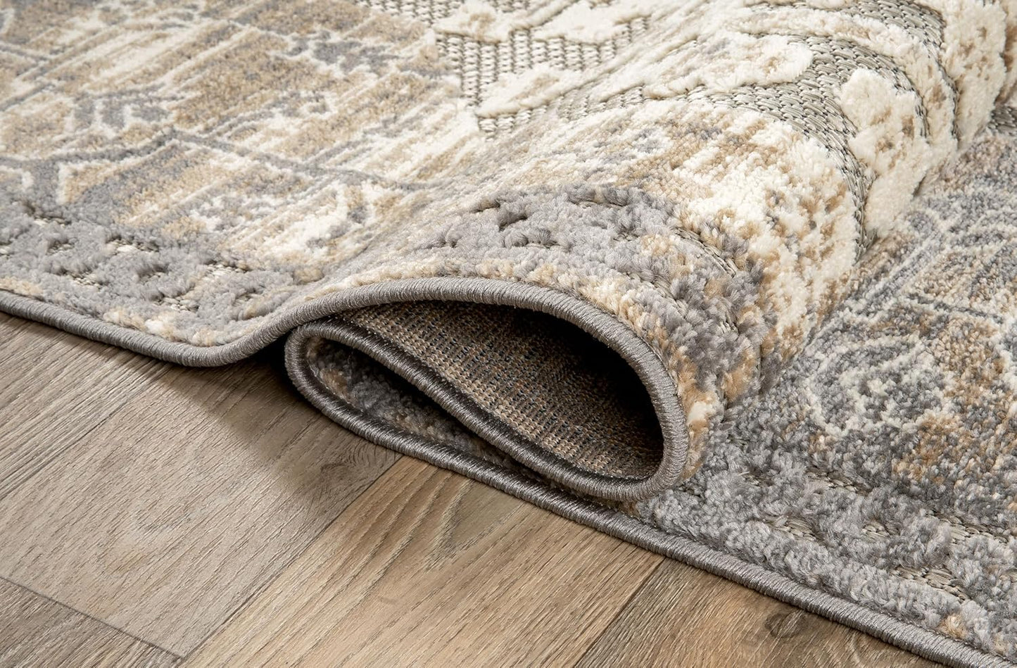 Distressed Traditional Indoor/Outdoor Runner Rug 2' X 7' Beige