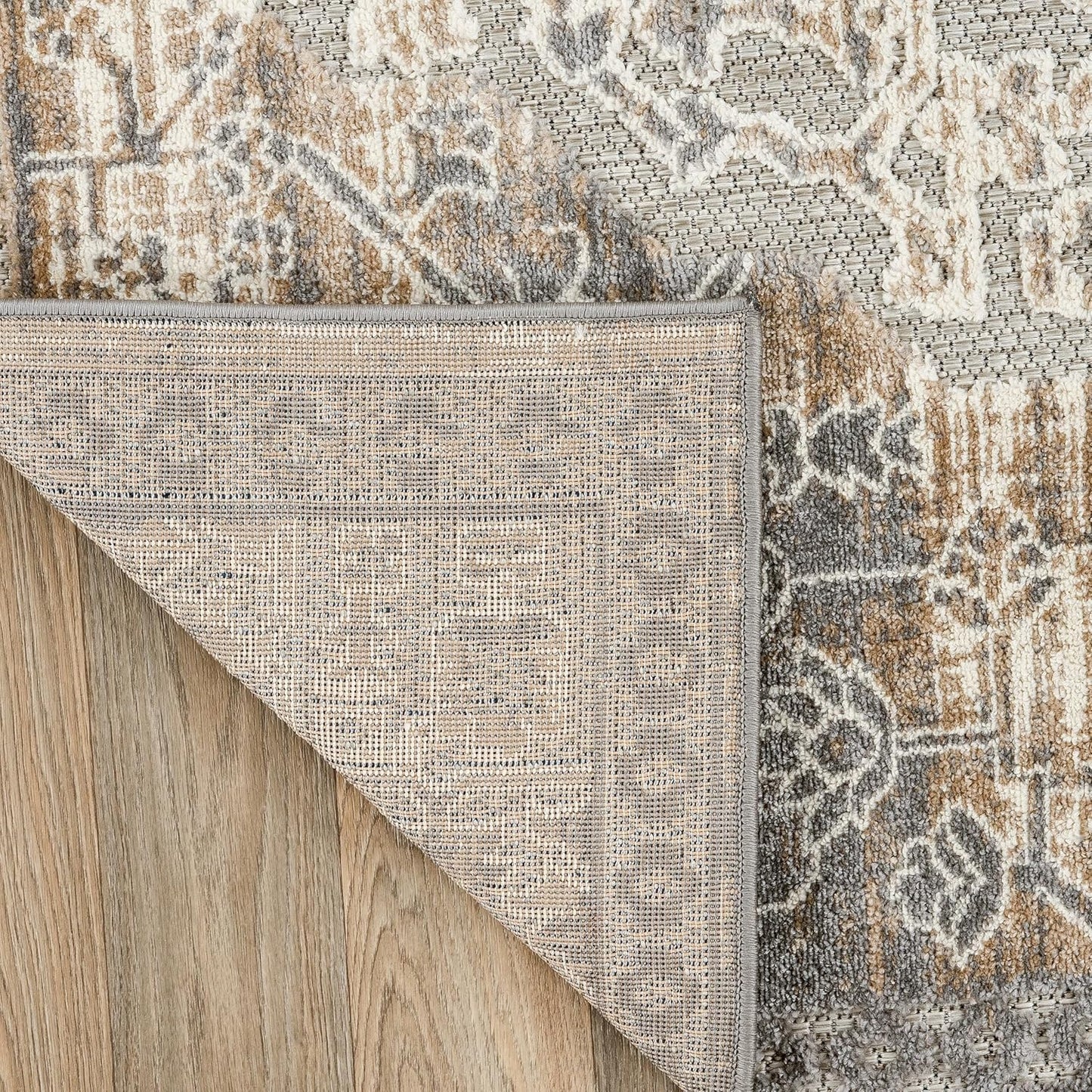 Distressed Traditional Indoor/Outdoor Runner Rug 2' X 7' Beige