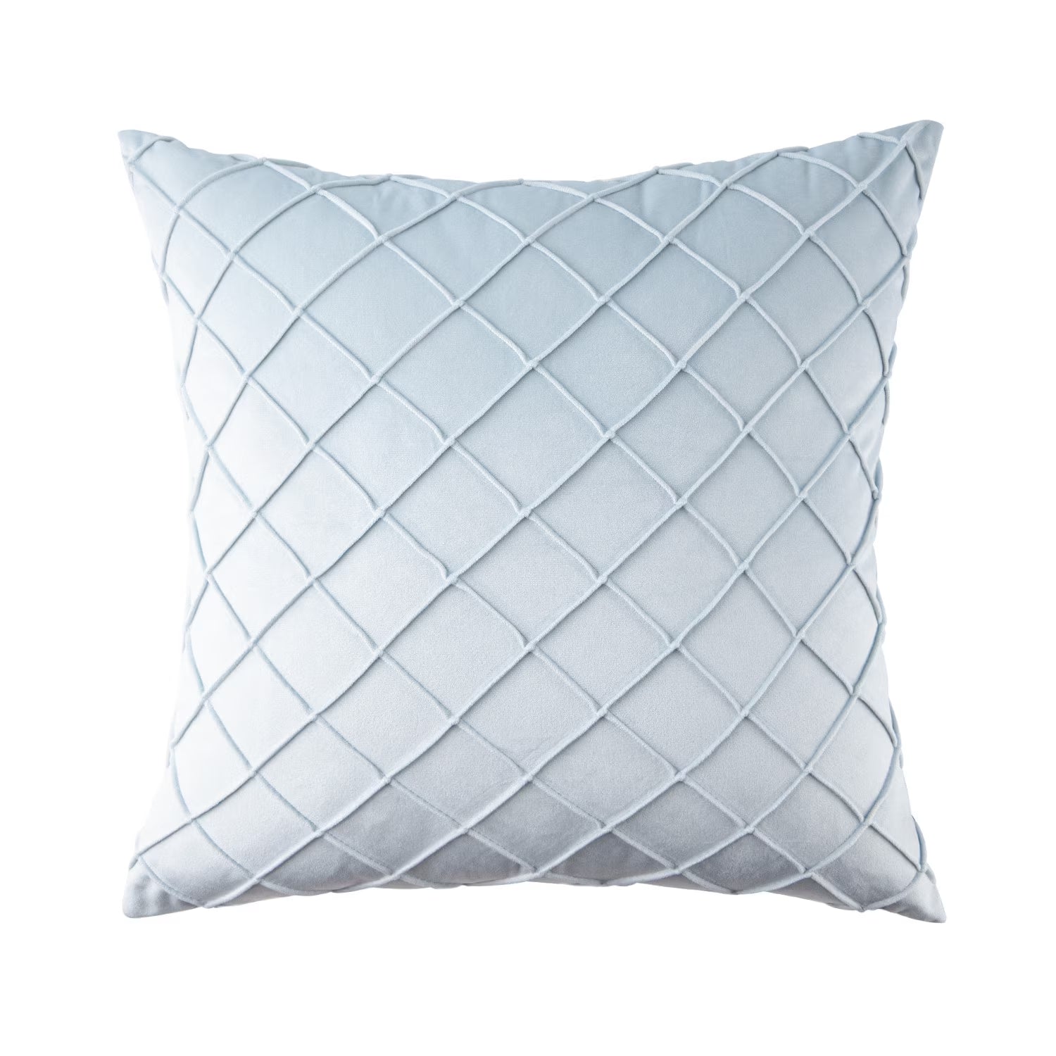 18" X 18" Modern Light Blue Plaid Velvet, Polyester Throw Pillow , ( 2 Count)