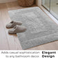 Cotton Reversible Bathmat Rug Set of 2, 21X32/17X24 Inches - Light Grey, Luxury Dual Flip Ultra Soft Washable Bath Rugs Ideal for Hotel Quality, Spa Style, Toilet | Fast Drying Thick Mat for Bathroom