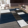 Modern Geometric Boxes Navy Area Rug, Non-Shedding Carpet for Living Room, Bedroom, or Dining Room, 5'3" X 7'3"