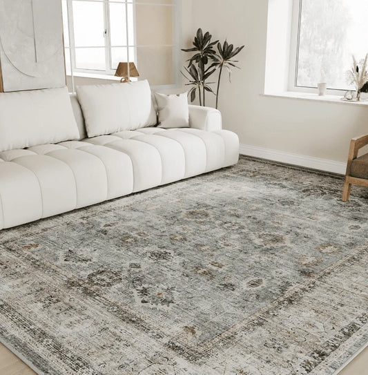 Runner Rugs 2X10 Area Rugs Washable Oriental Carpet Traditional Bedroom Throw Rug Rubber Back Vintage Distressed Neutral Hallway Kitchen Bathroom Rug Green