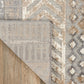 Distressed Geometric Indoor/Outdoor Beige Area Rug Modern Tribal Stripe, Durable Stain Resistant Perfect for Patio, Backyard, Deck and Outdoor Lounge 7'10" X 10'
