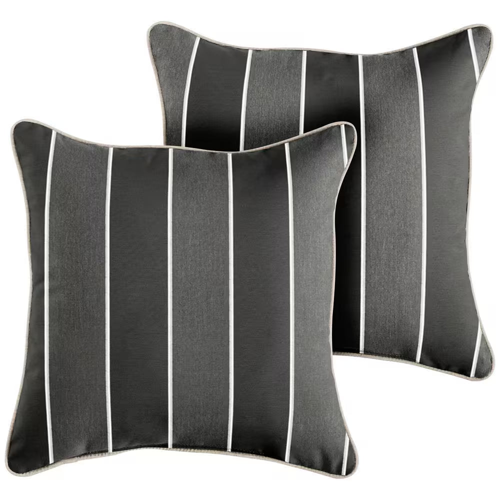 Sunbrella Peyton Granite Outdoor Corded Throw Pillows (2-Pack)