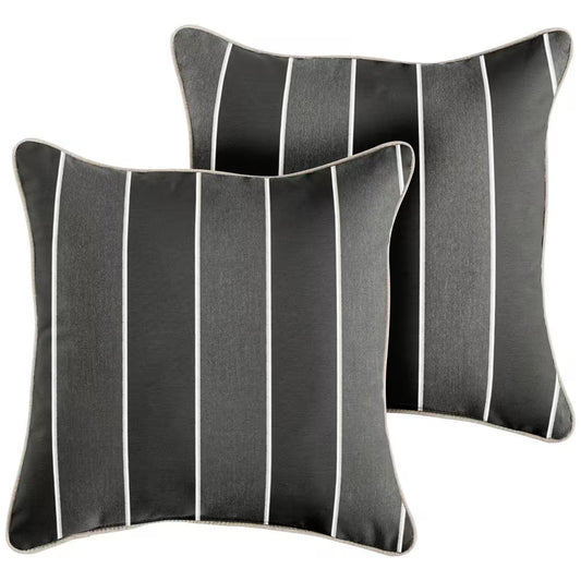 Sunbrella Peyton Granite Outdoor Corded Throw Pillows (2-Pack)