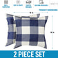 Pack of 2 Buffalo Plaid Throw Pillow Covers - Farmhouse Porch Pillows Outdoor & Indoor Covers - Polyester Buffalo Plaid Pillow Covers (16X16 Inch, Dark Blue & White)