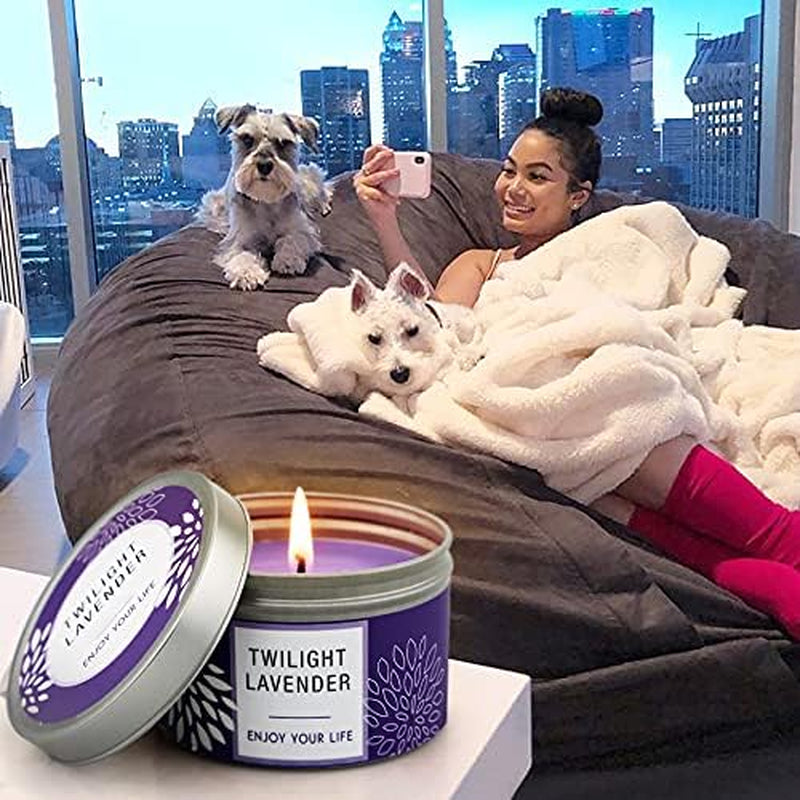 Scented Candle Gift Set for Women, 3 Pack Large Soy Wax Candles in Tins, 6.2 Oz Each, 35-40 Hr Burn, Lavender, Orange Blossom & Mahogany Woods
