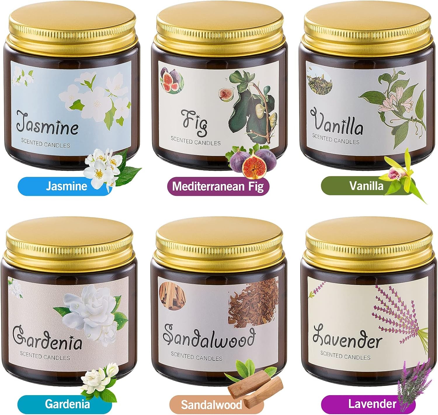 Scented Candles, Soy Wax Candles Gift Set, Jar Candles for Women, Premium Long Lasting Aromatherapy Candles for Home Birthday Holiday Party, 6 Pack
