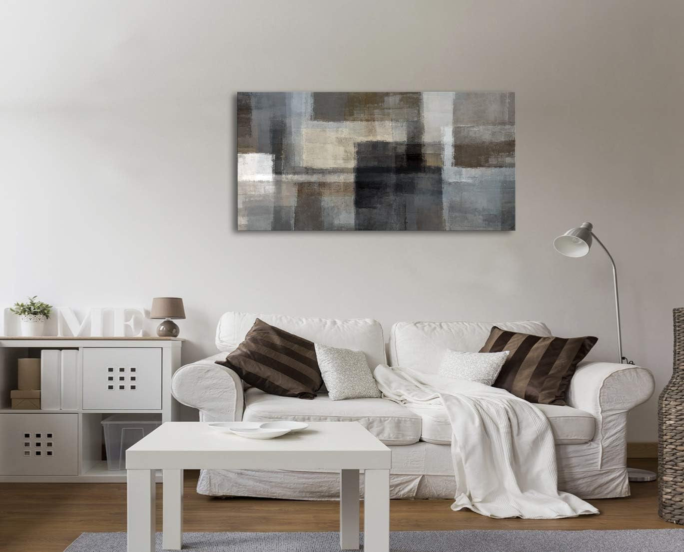 A62450 Canvas Prints Abstract Wall Art Print Paintings Grey and Brown Home Decor Framed Ready to Hang for Living Room Bedroom and Office Home Kitchen Artwork