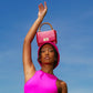 AIRMAIL Petite Crochet Handbag In Pink & Red