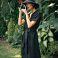 ARYA Safari Linen Midi Dress, in Black