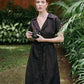 ARYA Safari Linen Midi Dress, in Black