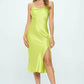 Satin Bias Slip Dress with Slit