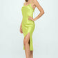 Satin Bias Slip Dress with Slit