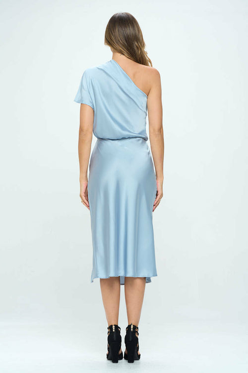 Stretch Satin One Shoulder Dress