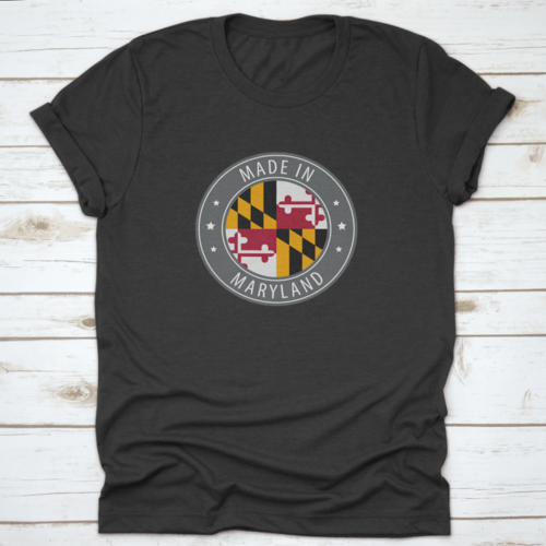 The Flag Of The State Of Maryland Usa In A Round Stamp Design With