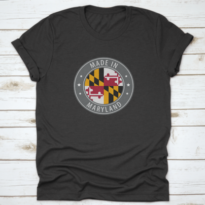 The Flag Of The State Of Maryland Usa In A Round Stamp Design With