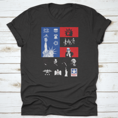 Usa Symbols Icon Set With Flag Travel Destination Shirt