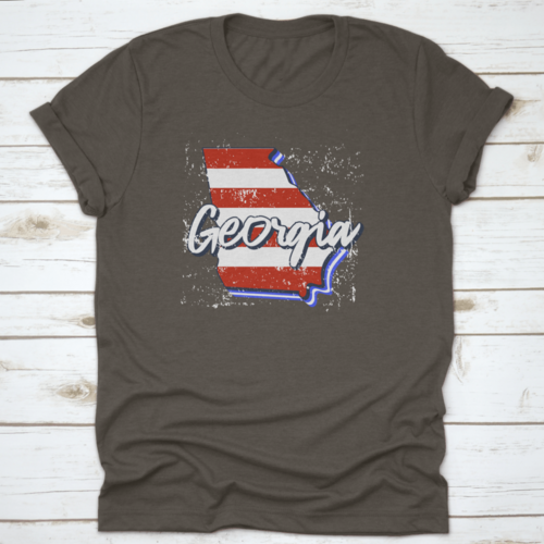 American Flag In Georgia State Map. Vector Grunge Style With