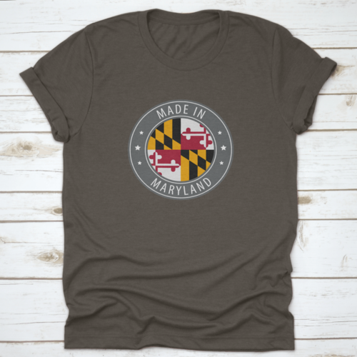The Flag Of The State Of Maryland Usa In A Round Stamp Design With