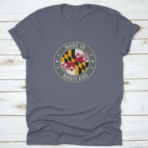 The Flag Of The State Of Maryland Usa In A Round Stamp Design With