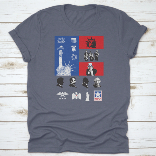 Usa Symbols Icon Set With Flag Travel Destination Shirt