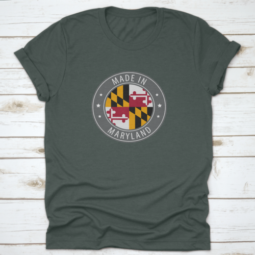The Flag Of The State Of Maryland Usa In A Round Stamp Design With