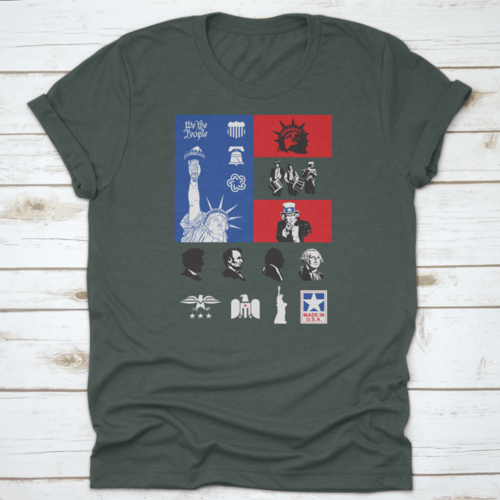 Usa Symbols Icon Set With Flag Travel Destination Shirt