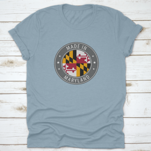 The Flag Of The State Of Maryland Usa In A Round Stamp Design With
