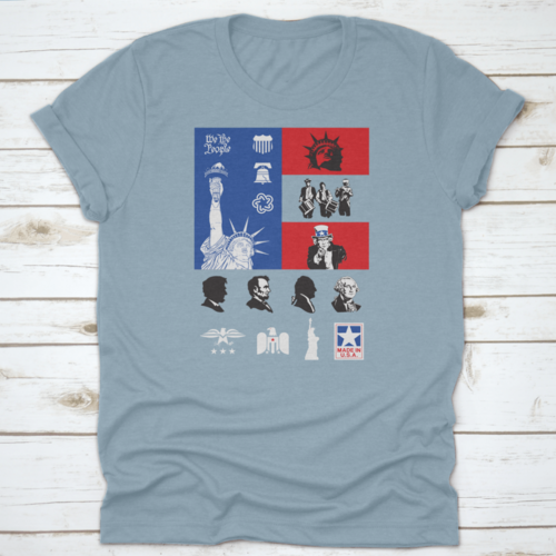 Usa Symbols Icon Set With Flag Travel Destination Shirt