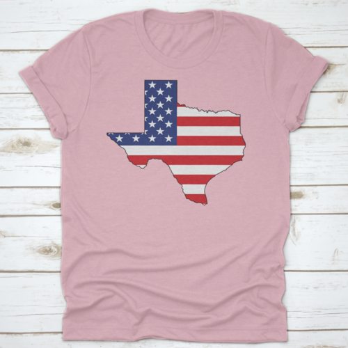 American Flag Within The Texas State Shape Map State Word Cloud