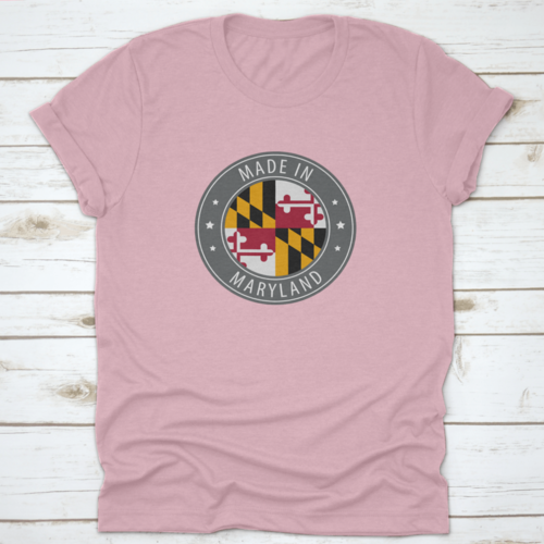 The Flag Of The State Of Maryland Usa In A Round Stamp Design With
