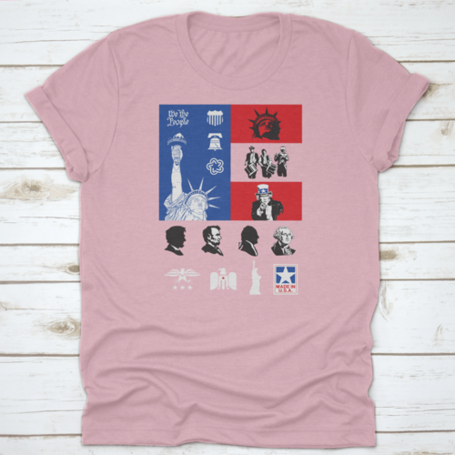 Usa Symbols Icon Set With Flag Travel Destination Shirt