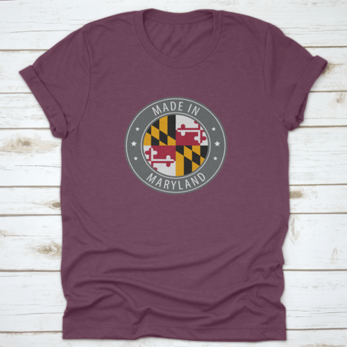 The Flag Of The State Of Maryland Usa In A Round Stamp Design With