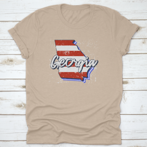 American Flag In Georgia State Map. Vector Grunge Style With