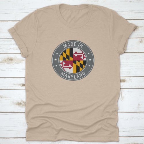 The Flag Of The State Of Maryland Usa In A Round Stamp Design With