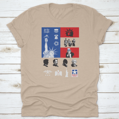 Usa Symbols Icon Set With Flag Travel Destination Shirt